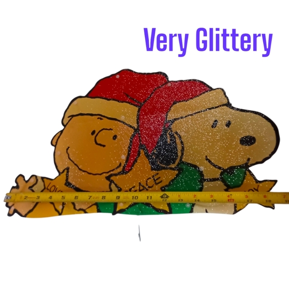 Peanuts Snoopy Charlie Brown Lighted Sculpture Christmas Window Decor Glittery. - Picture 4 of 12